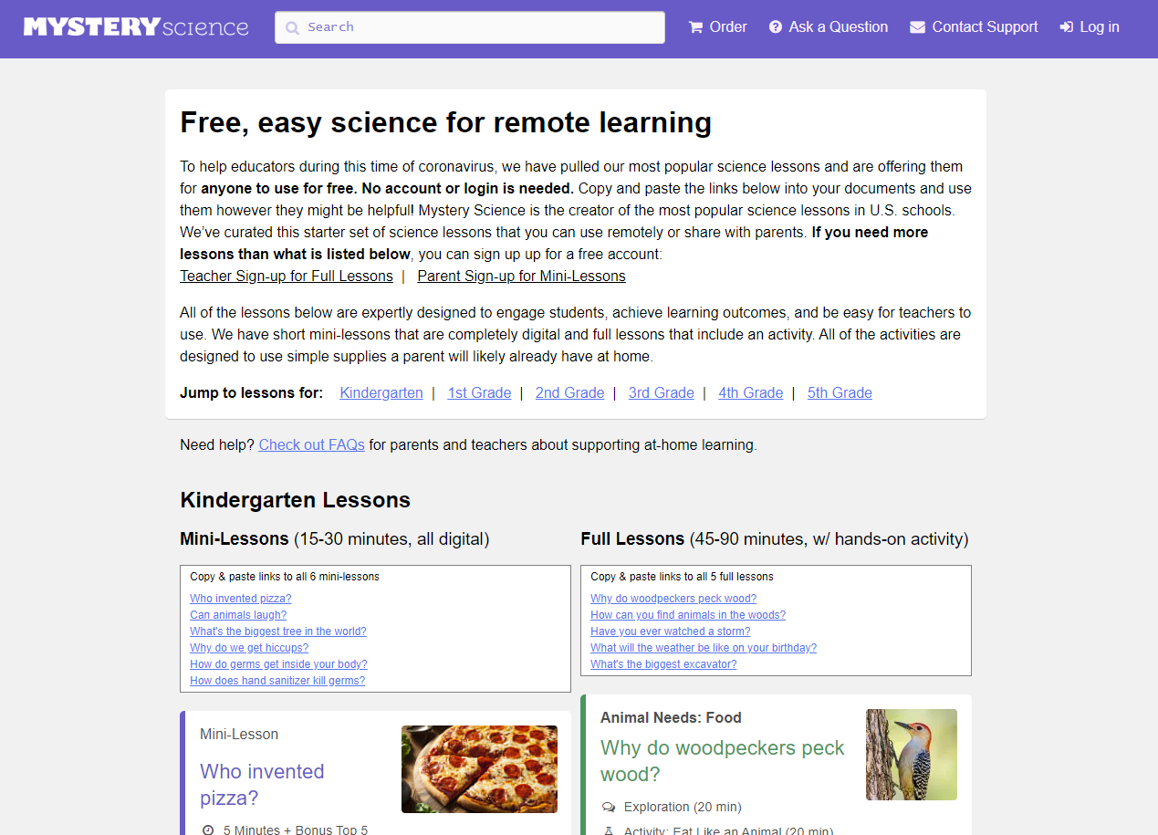 Mystery science free coronavirus educational